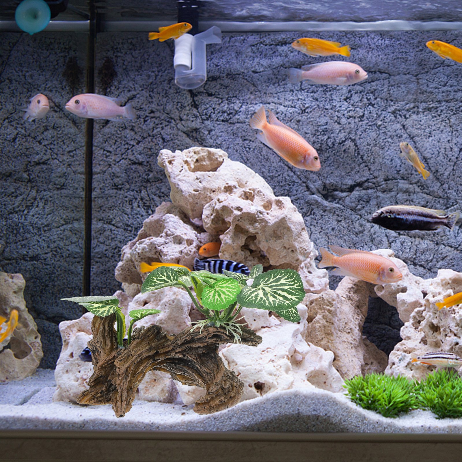 Ornements d'Aquarium en Résine Artificielle, Simulation de Plantes Précieuses, Faux Spot Dominant pour Décor de Terrarium