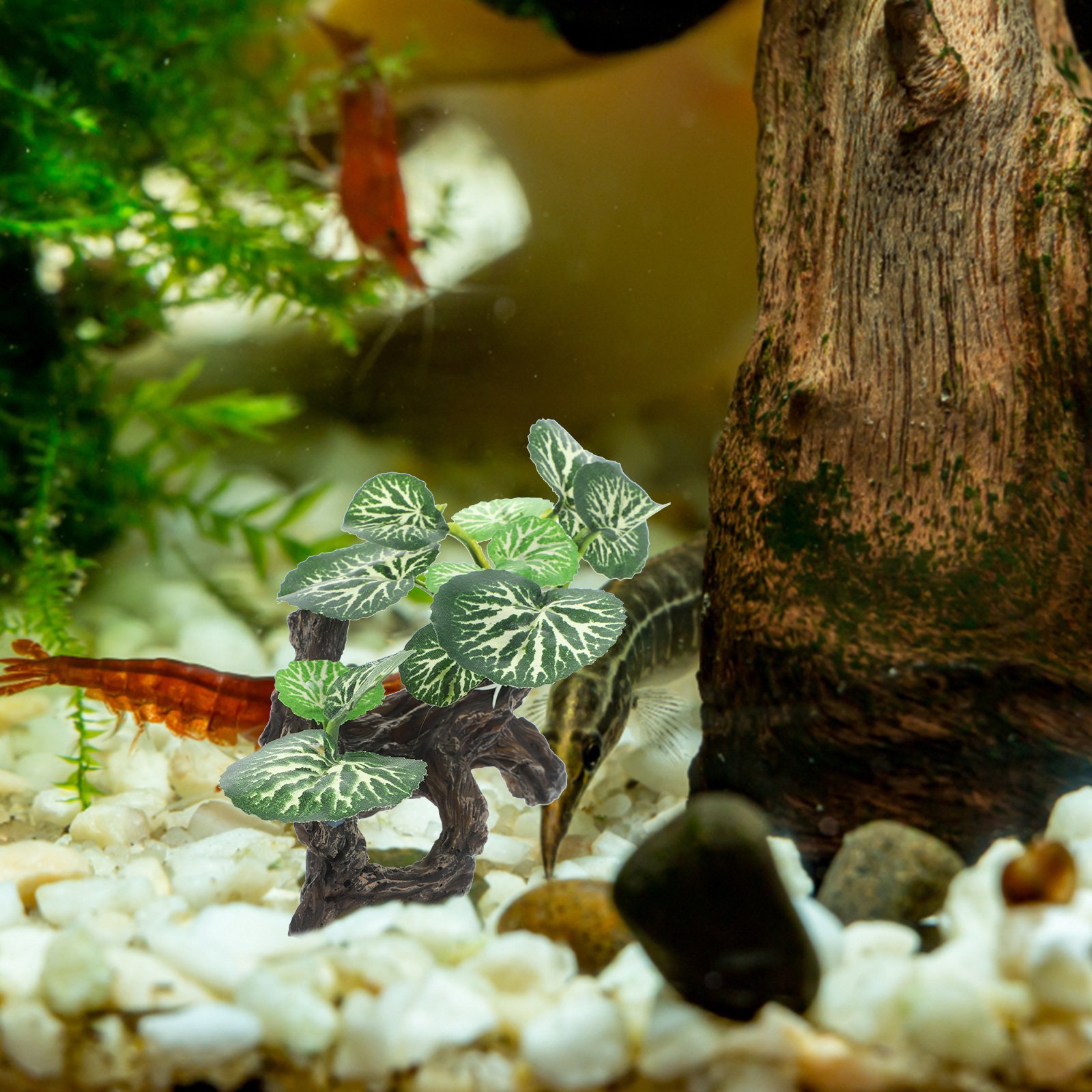 Ornements d'Aquarium en Résine Artificielle, Simulation de Plantes Précieuses, Faux Spot Dominant pour Décor de Terrarium