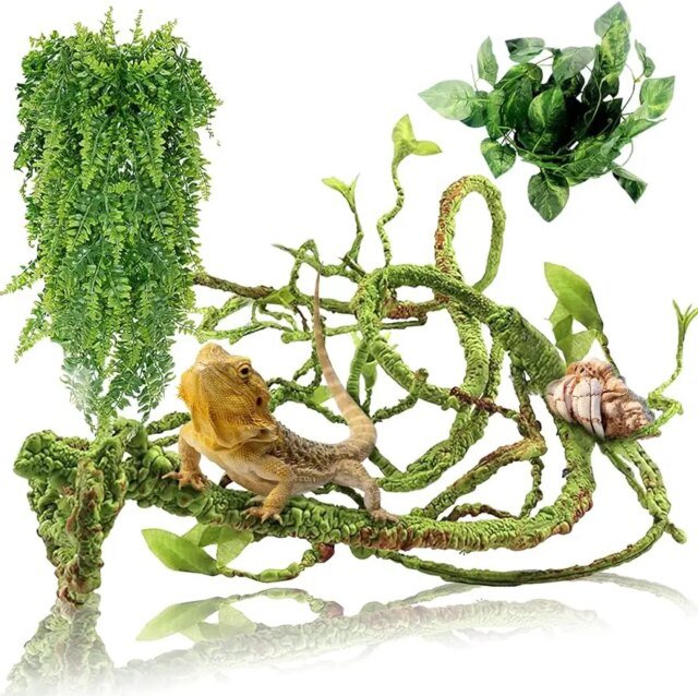 Feuilles en plastique flexibles suspendues pour les plantes reptiles