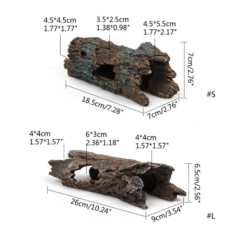 Résine Reptiles Hideout DIY Résine Fish Tank Aquarium Artificiel Tronc D'arbre Simulation Tronc D'arbre pour Reptiles Abri