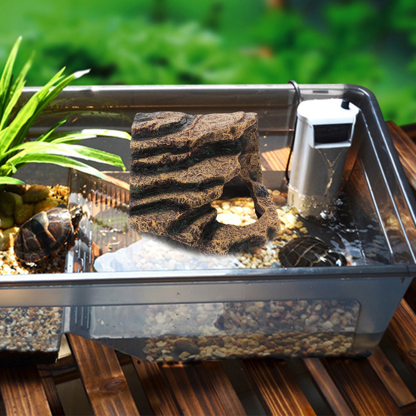 Plate-forme de repos pour tortue, cachette de crabe ermite, plate-forme d'escalade pour reptiles, résine précieuse, ornement d'aquarium, habitat de tortue